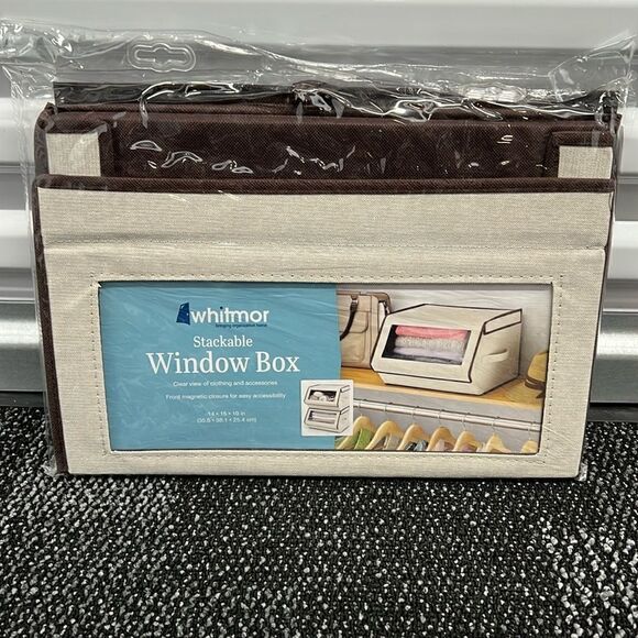 Whitmore stackable window box, Beige and Brown, NEW - Picture 1 of 2